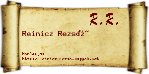 Reinicz Rezső névjegykártya